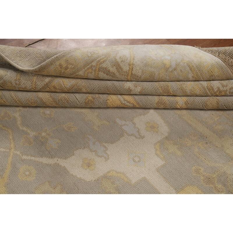 Earth Tone Oushak Indian Area Rug Handmade Living Room Wool Carpet - 8'1"x 9'10"