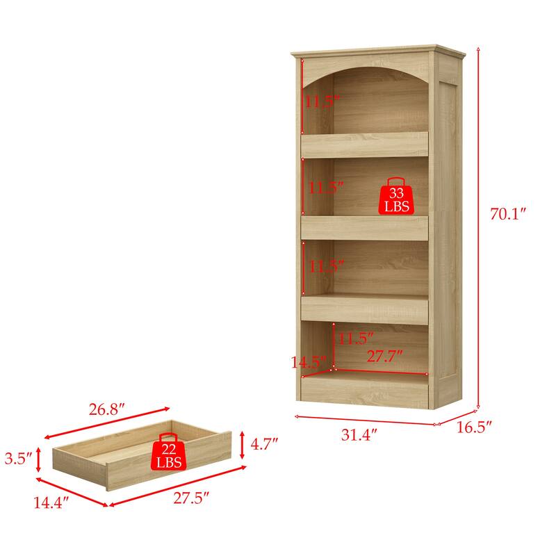 Tall Bathroom Cabinet Farmhouse Storage Cabinet with Hidden Drawers