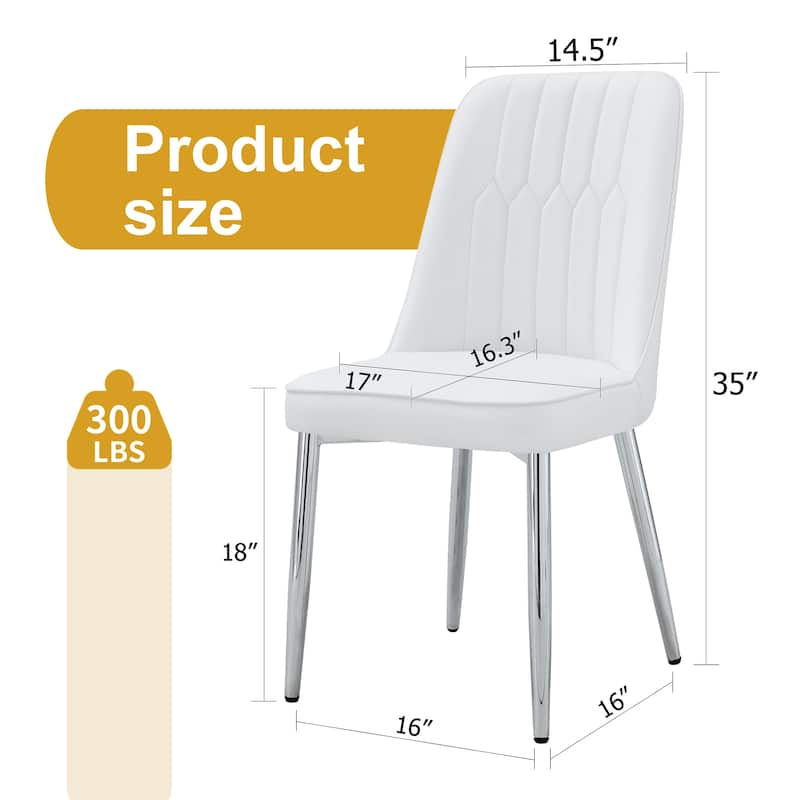 4 modern dining chairs, sleek PU leather backrest, and silver metal legs bring a comfortable home experience