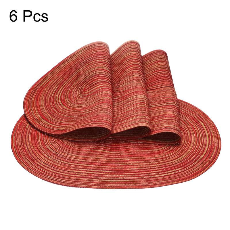6pcs Oval Braided Placemats 19.7" Non-Slip Washable Oval Table Mats
