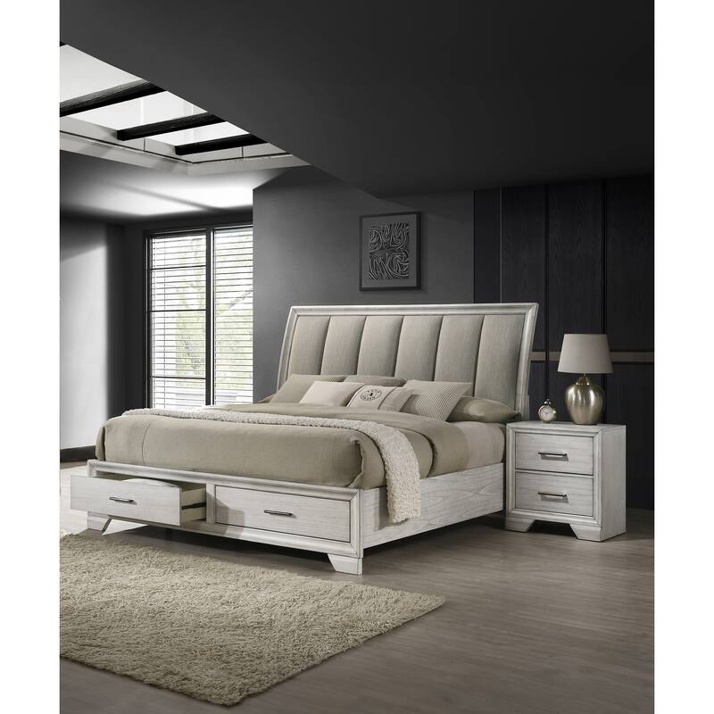 1pc Two Storage Drawers Nightstand End Table
