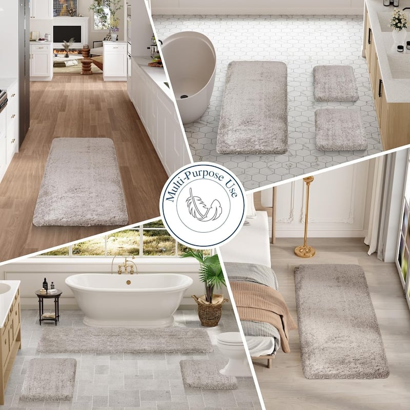 Bathroom Rug Non Slip Bath Mat for Bathroom, Water Absorbent Soft Microfiber Shaggy Bathroom Mat Machine Washable Bath Rug
