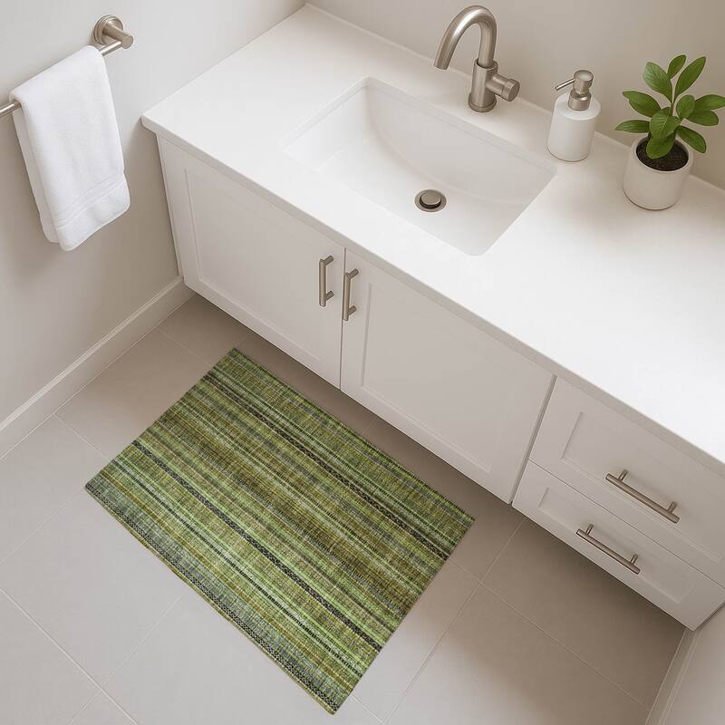 Premium Washable Super Soft Striped Mayfield Rug - Green - 1'8" x 2'6"