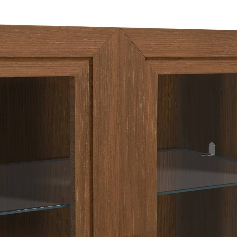 Dovelina Sideboard Buffet Storage Cabinets with Adjustable Shelves,Glass Door - 72"Lx31"H