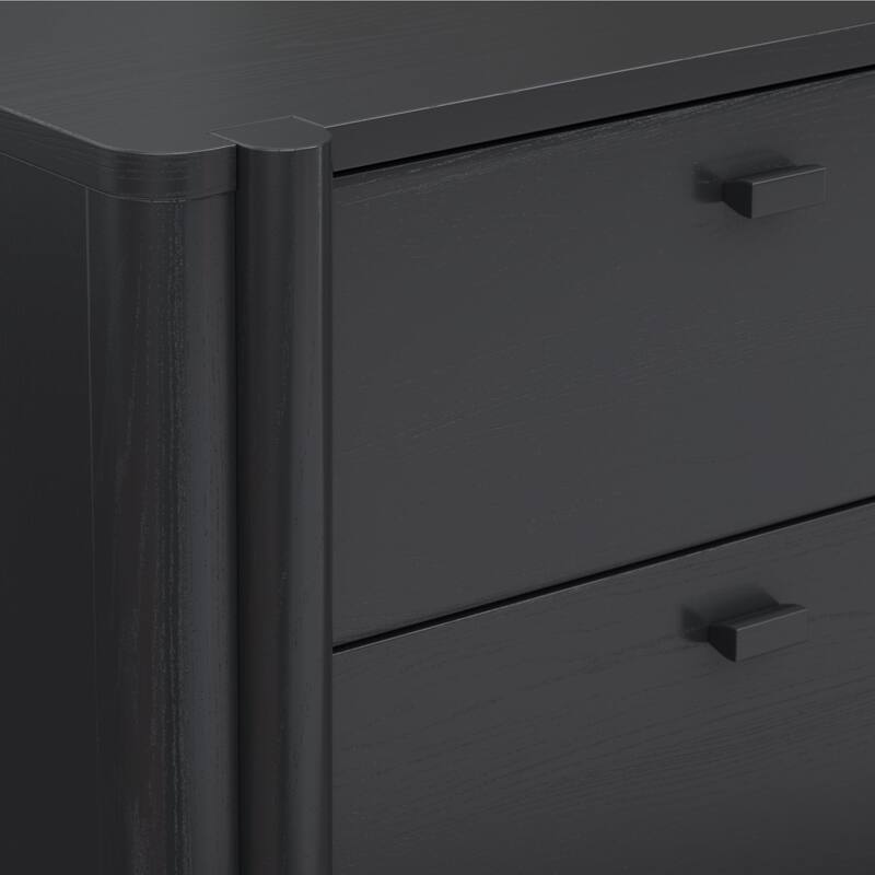 Solace Mid Century Modern 2-Drawer Nightstand with Solid Wood Frame and Rounded Details
