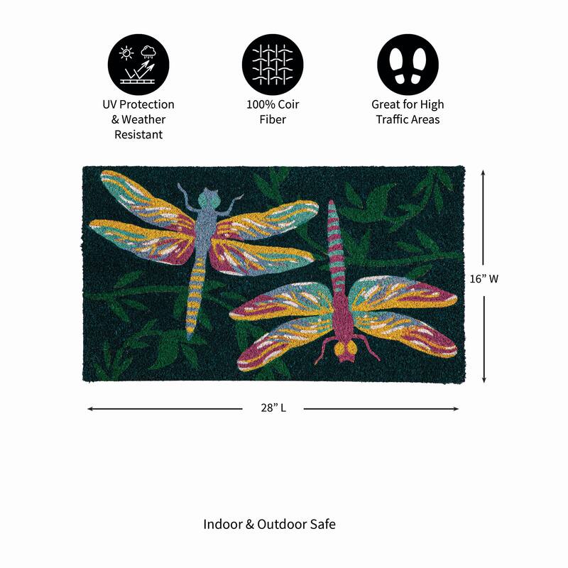 28 in. x 16 in. Dragonflies Coir Mat