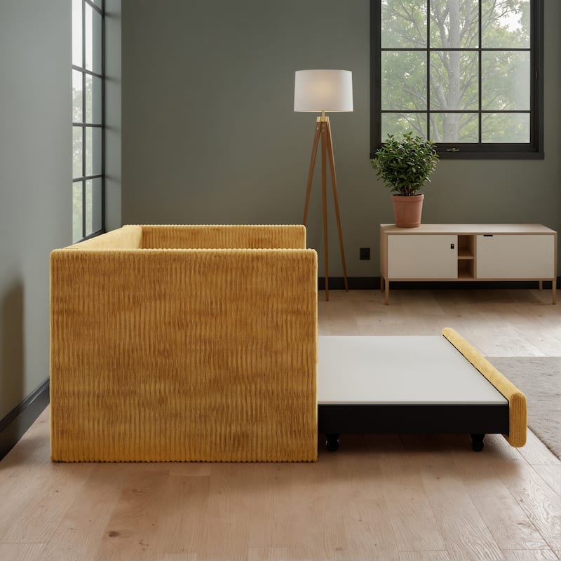 Corvus Somme Corduroy Upholstered Daybed with Trundle