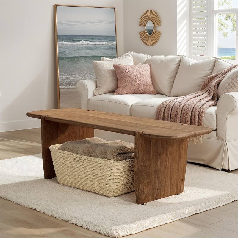 Mango Wood Accent Table with Shelf