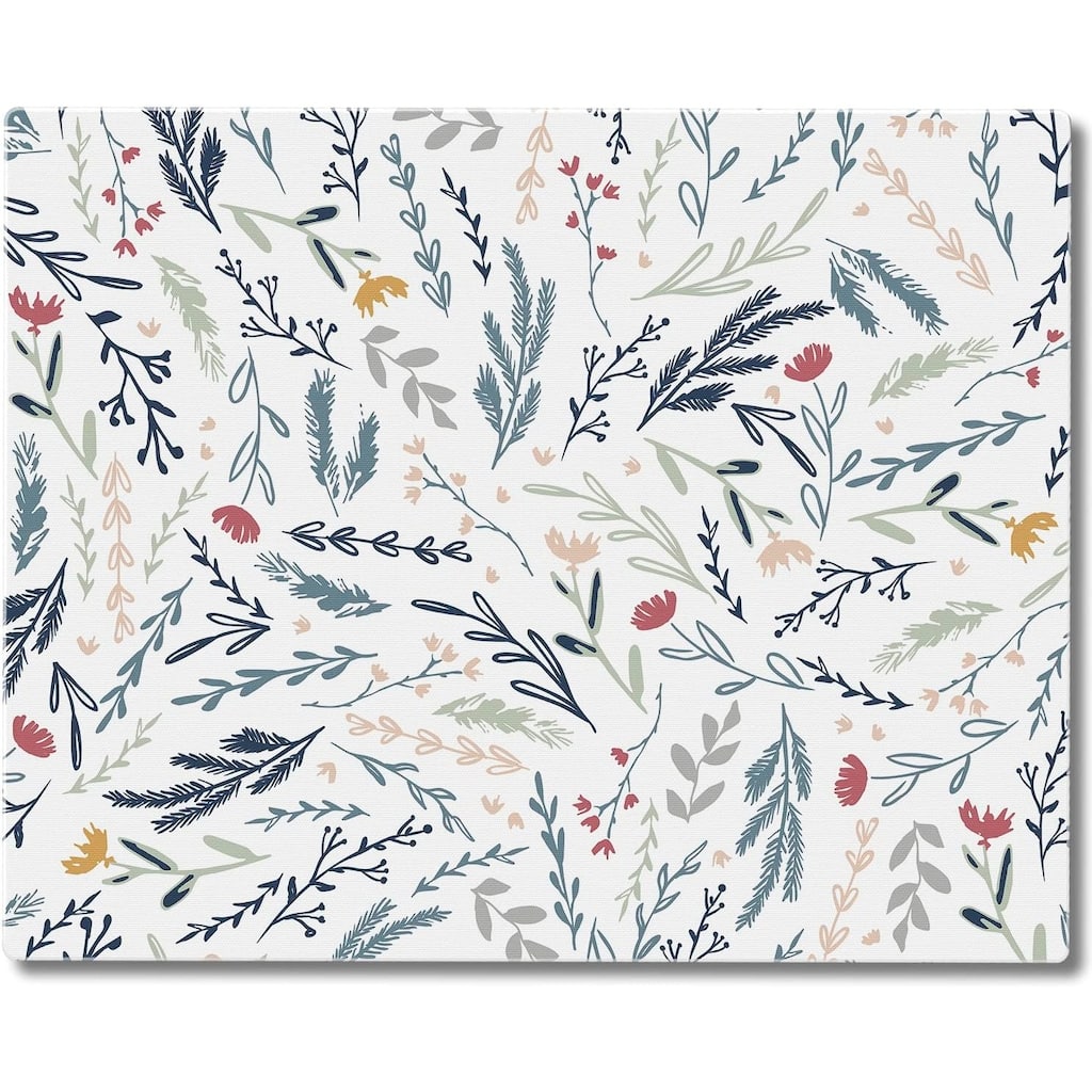 Floral Sketch 3mm Heat Tolerant Tempered Glass Cutting Board 15” x 12” Manufactured in the USA Dishwasher Safe