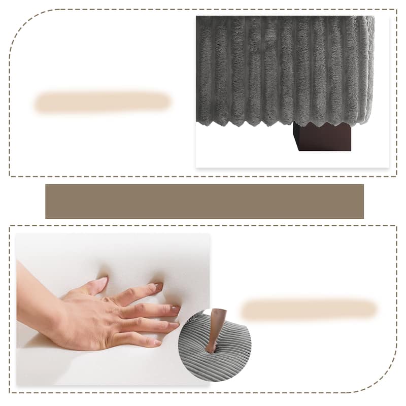 Modern Overise Plush Corduroy Ottoman With Wood Leg