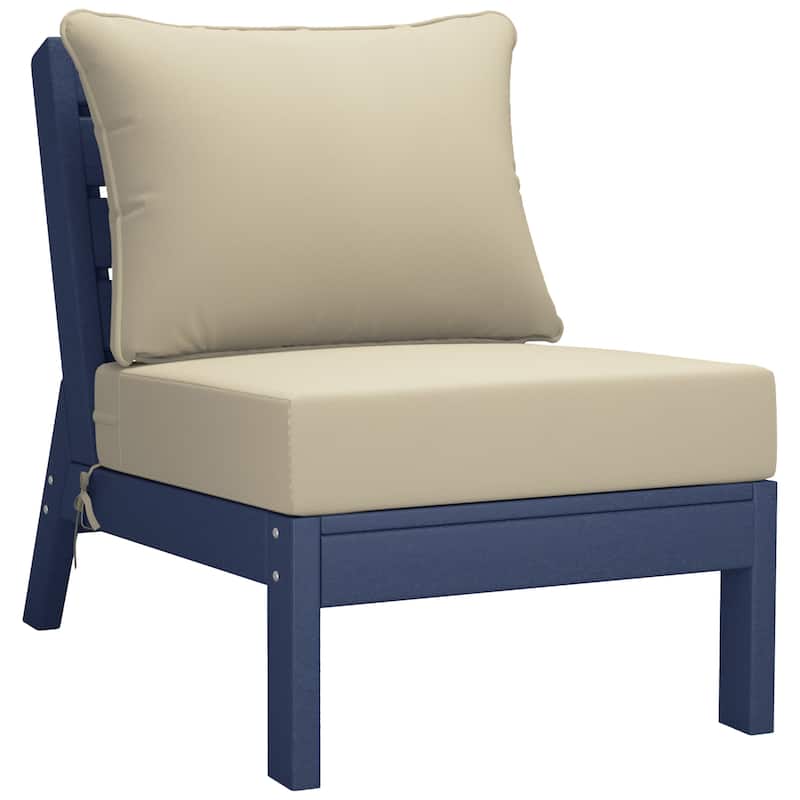 Birchwood All Weather HDPE Outdoor Patio Deep Seating Navy Blue Armless Chair With Cushions (1-Piece)