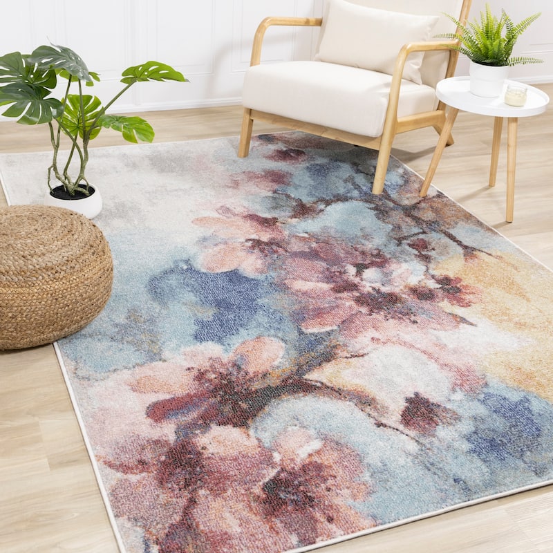 Fitzgerald Collection - Colorful Stream Cream/Grey Area Rug, 5'3" x 7'7"