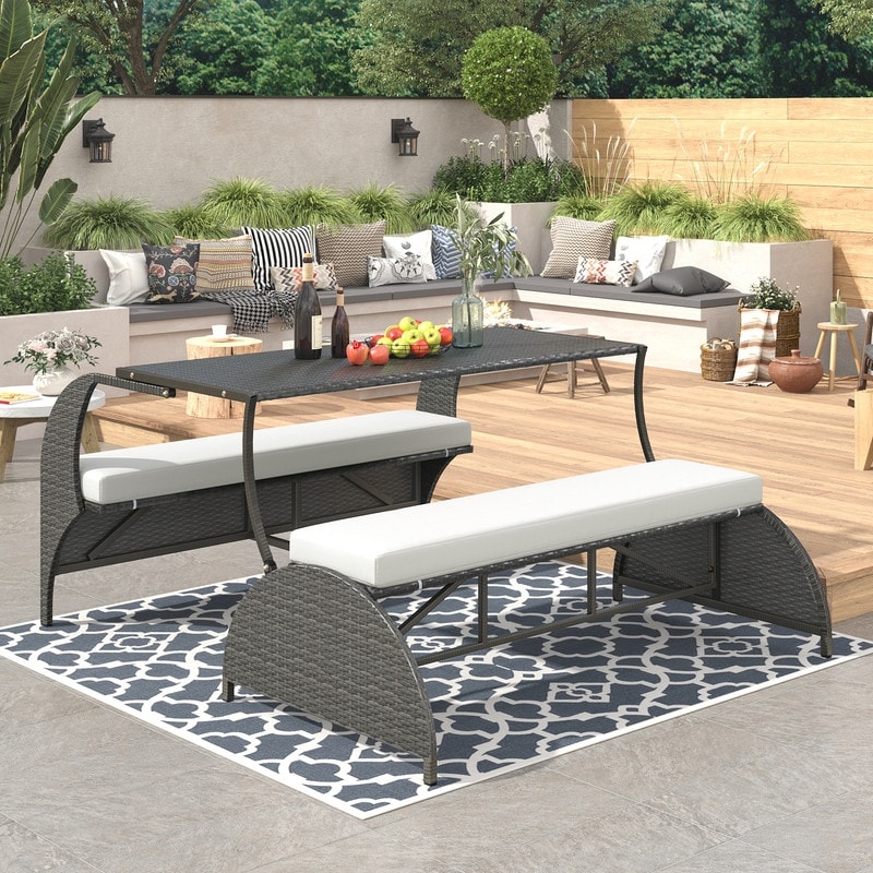 Modern Outdoor Dining Set Loveseat and Convertible to 4 Seats and a Table Bed Bath Beyond 40441684