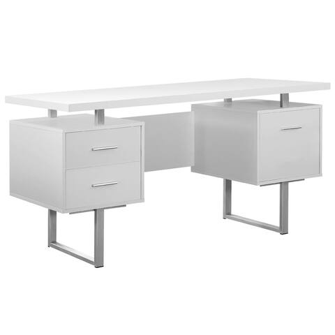 Monarch Specialties 60-Inch Modern Home Office Computer Desk with Drawers, White