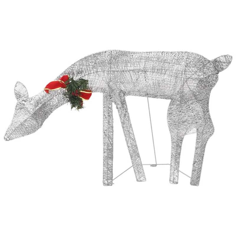 Garden 3pc Reindeer Christmas Decoration, 90 LEDs, Cool White Lights - Silver, White