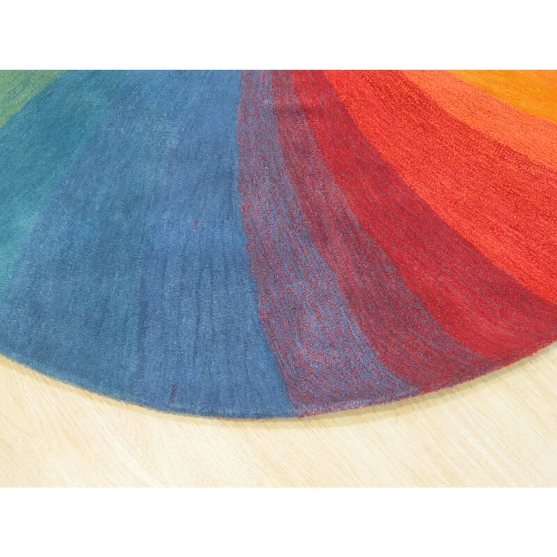 Lollipop Hand-Tufted Wool Contemporary Swirl Rug, 4' Round, Colorful Modern Design - L