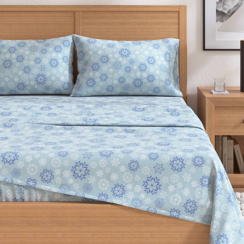 Linery & Co. Turkish Cotton Double-Brushed Christmas Flannel Bed Sheet Set