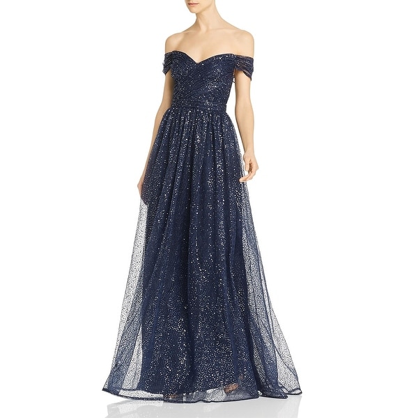 Aidan Mattox Womens Grecian Evening Dress Off-The-Shoulder Sequined - Twilight. Opens flyout.