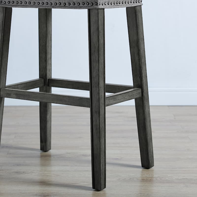 Upholstered Backless Saddle Seat Bar Stools 29" Height Set of 2