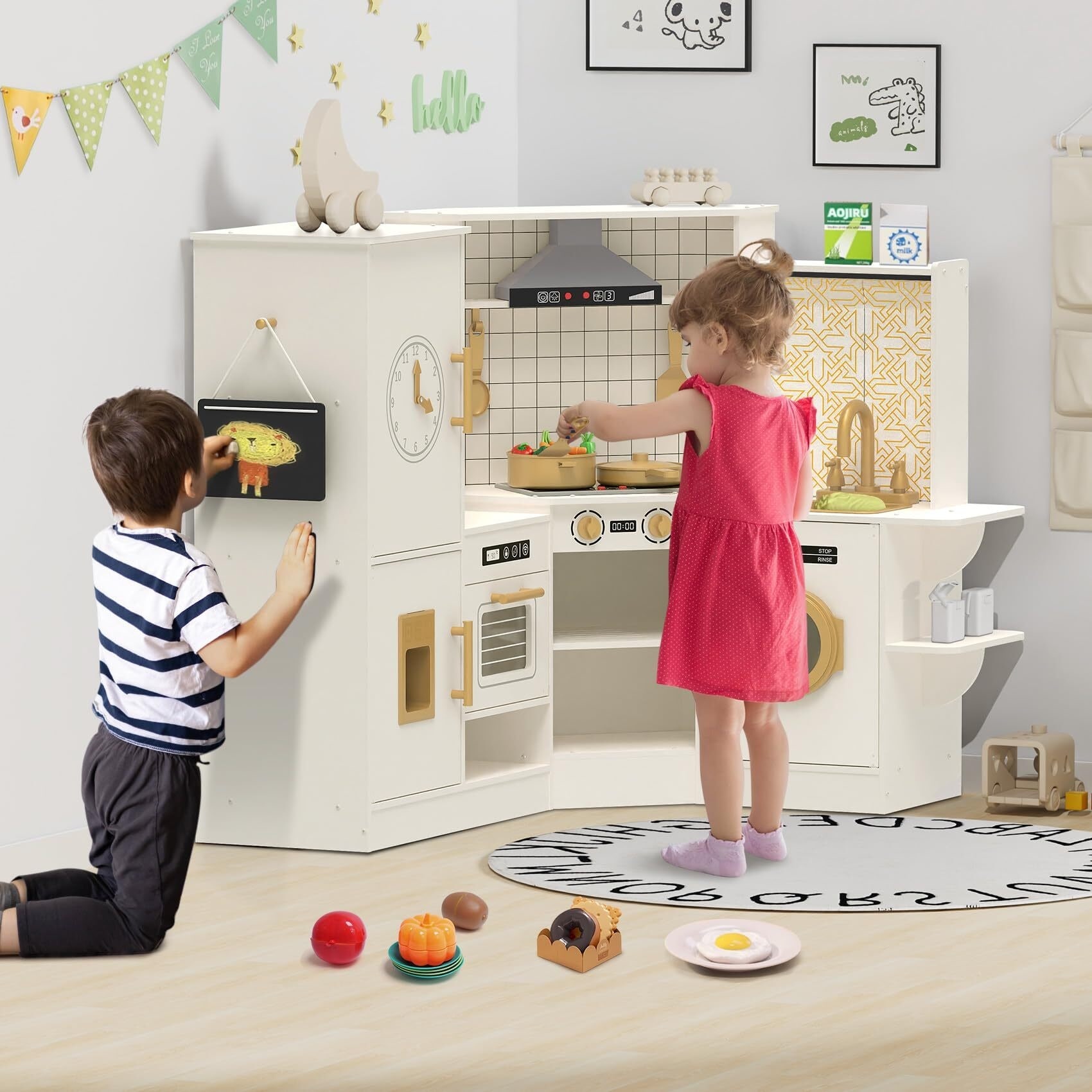 Wooden Kitchen Kitchen For Baby Boy ROBUD Preschool Interactive