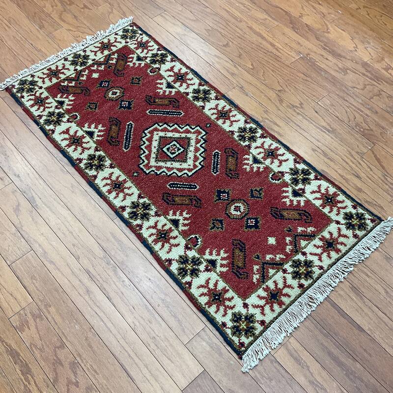 HERAT ORIENTAL Handmade Kazak Wool Rug - 2' x 4'1"