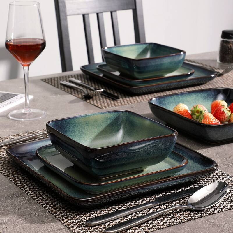 vancasso Stern Reactive Glaze Stoneware Dinnerware Set, Service for 4