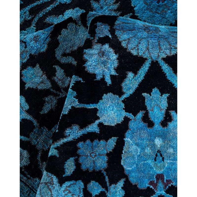 Overton Hand Knotted Wool Vintage Inspired Modern Contemporary Overdyed Blue Area Rug - 3' 1" x 5' 5"