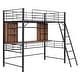 preview thumbnail 4 of 10, Contemporary Twin Size Loft Bed with Desk, Shelf, Storage Shelves and Ladder, Sturdy Construction & Safety Guaranteed, Black