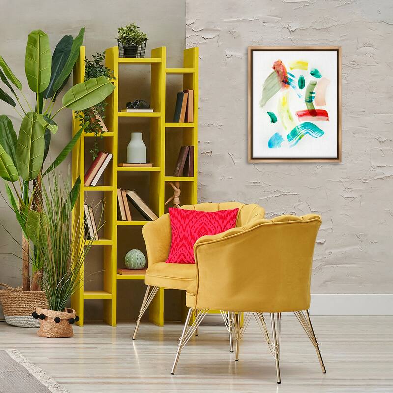 Stupell Modern Curved Brush Strokes Framed Floater Canvas Wall Art Design By Gemma Bardot