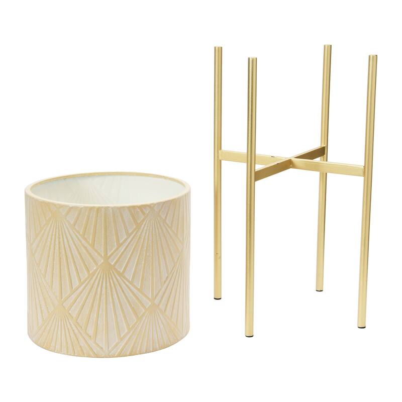Embossed Metal Planters with Stand