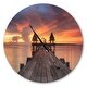 preview thumbnail 8 of 8, Designart 'Glowing Sky and Long Wooden Bridge' Oversized Coastal Wall CLock