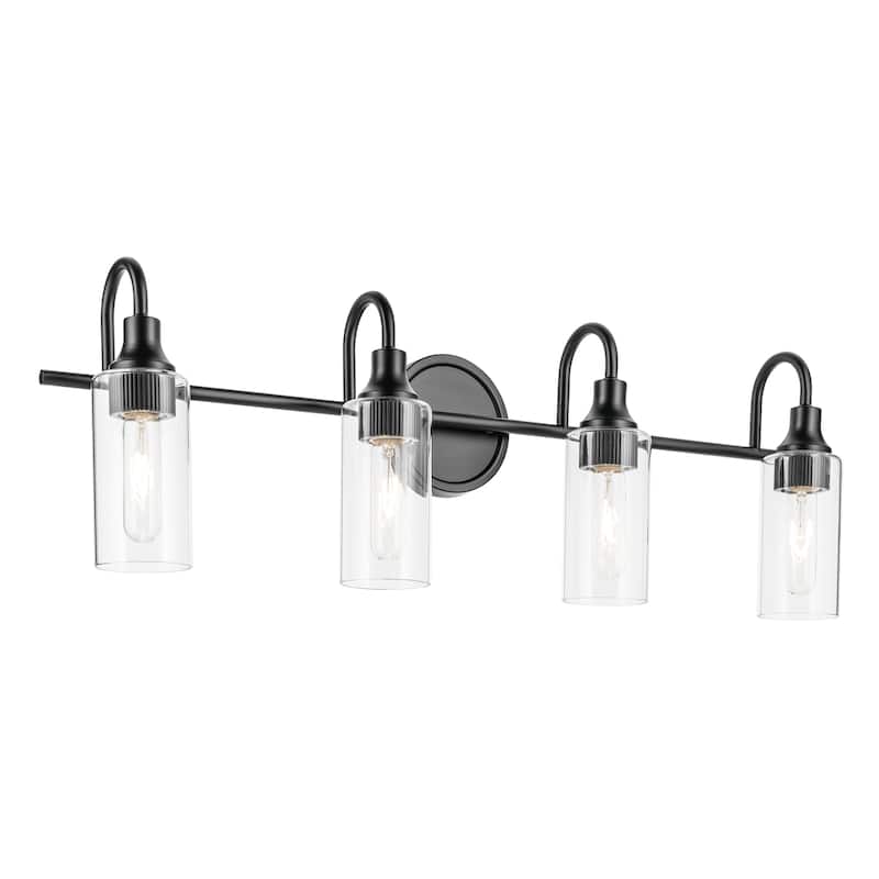 Kichler Lighting Kavi 31.5" 4-Light Vanity Light with Clear Glass in Black