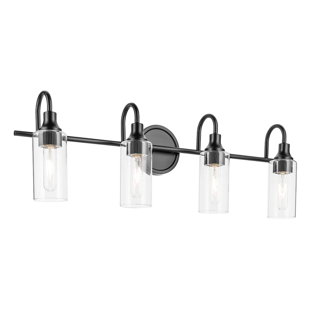 Kichler Lighting Kavi 31.5" 4-Light Vanity Light with Clear Glass in Black