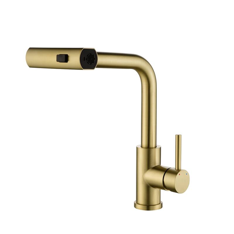 Modern 360 Degree Swivel Single Handle Bathroom Faucet with Pull Out Sprayer 3-Function Mode