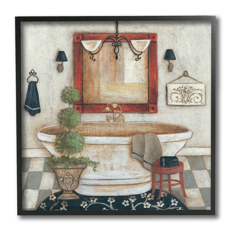 Stupell Chic Bathroom Interior Traditional Home Charm Framed Wall Art, 12 x 12