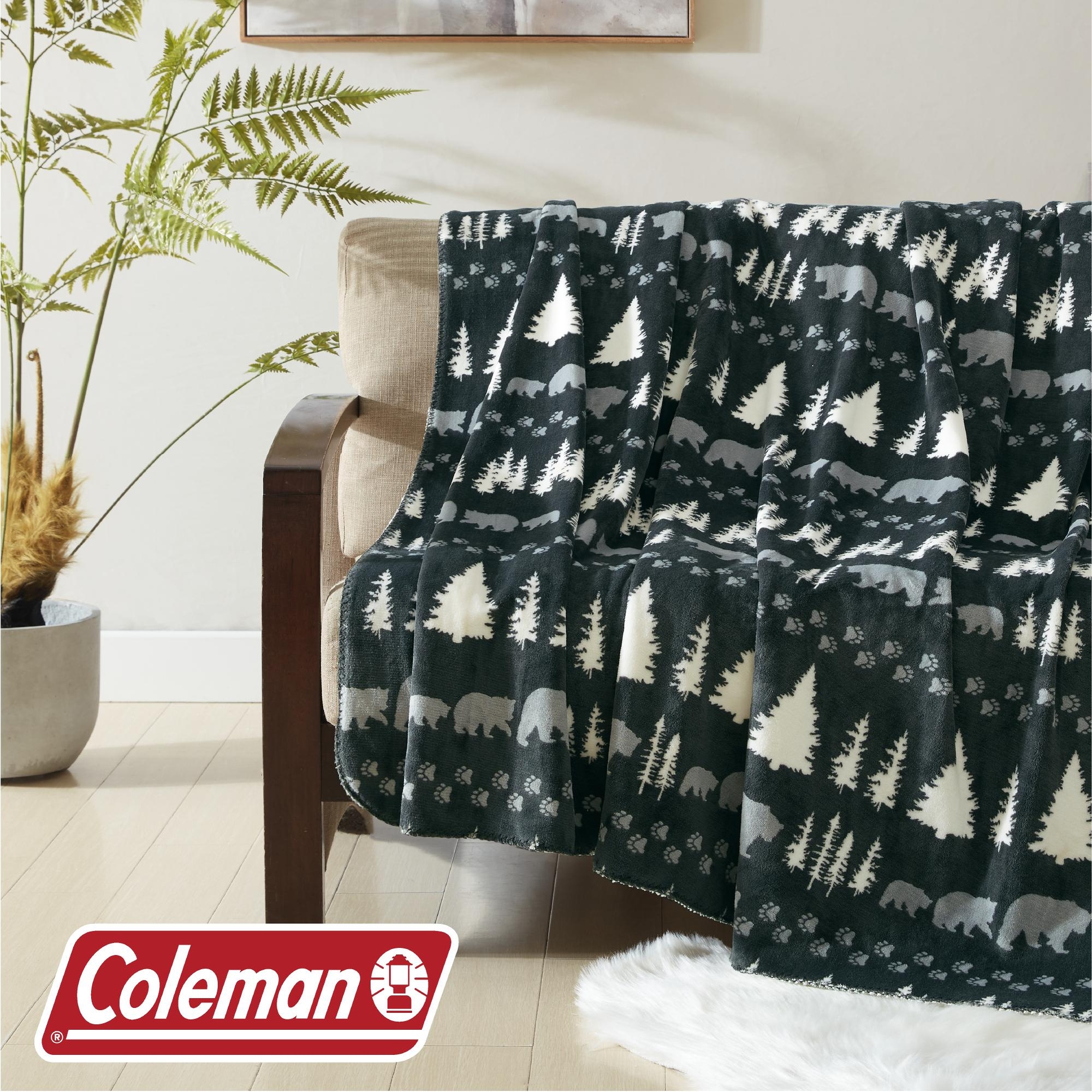 Coleman Reversible Micromink Sherpa Throw Blanket 60