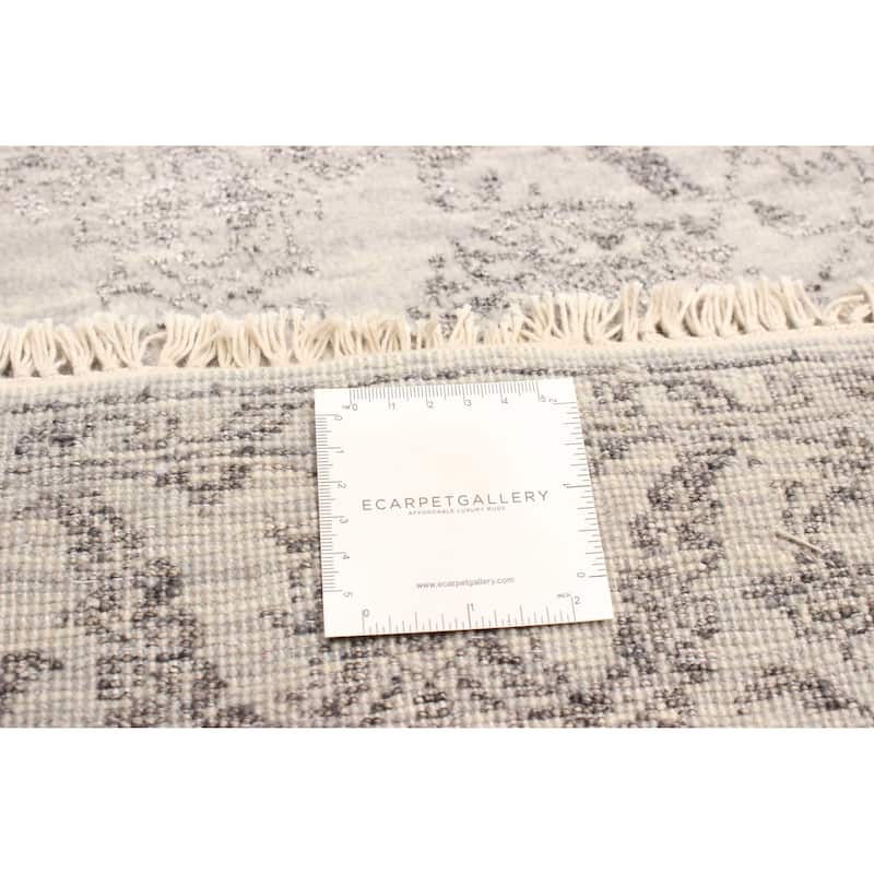 ECARPETGALLERY Hand-knotted Heritage Grey Silk, Wool Rug - 2' 7" x 8' 7"
