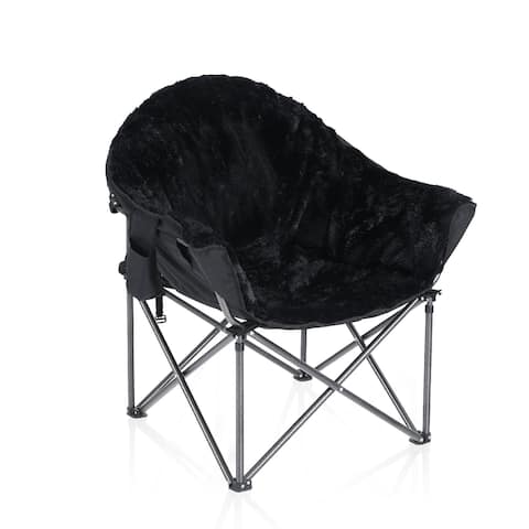 ALPHA CAMP Plush Moon Saucer Chair with Carry Bag - Supports 350 LBS