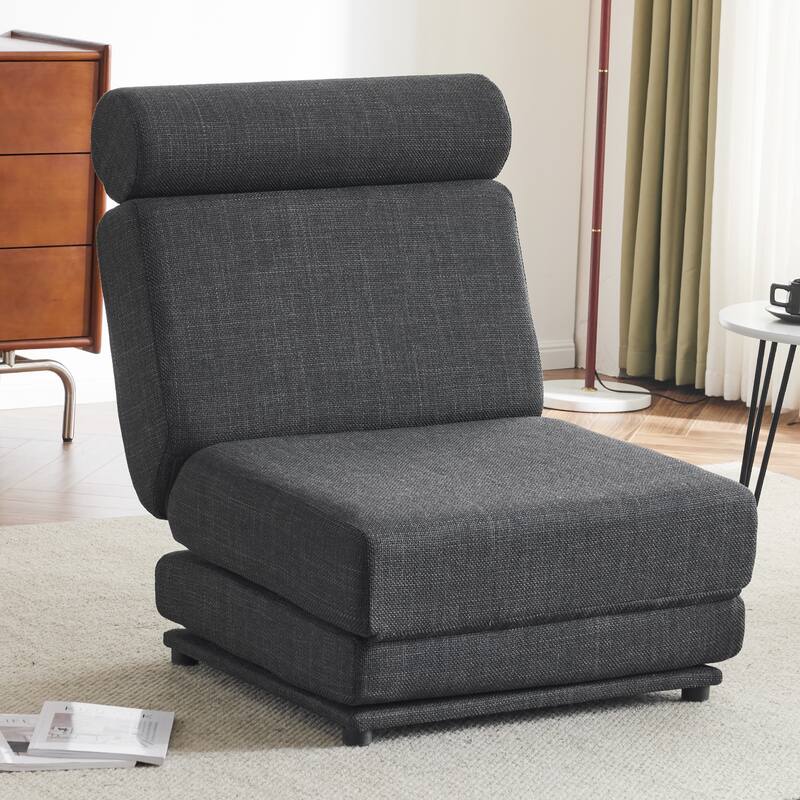 Dark Gray 34" Foldable Chaise Lounge Chair with Pillow