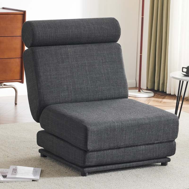 Portable Foldable Single Sofa Chair with Pillow - Dark Grey