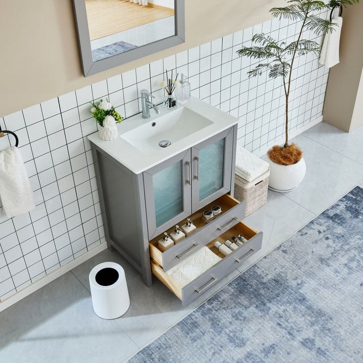 Vanity Art 30-in. Single-sink Bathroom Vanity w/ Wall Mirror - 29.1 W x 18.1 D x 35.8 H