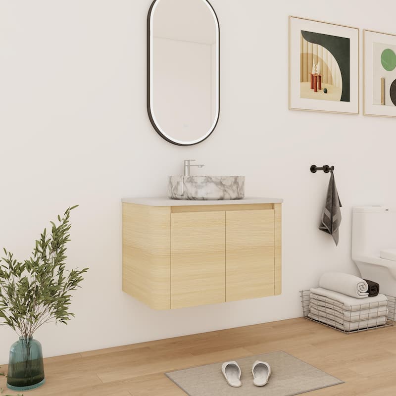 Bathroom Vanity With Sink In 24/30 Inch, Floating Bathroom Vanity With Soft Close Door