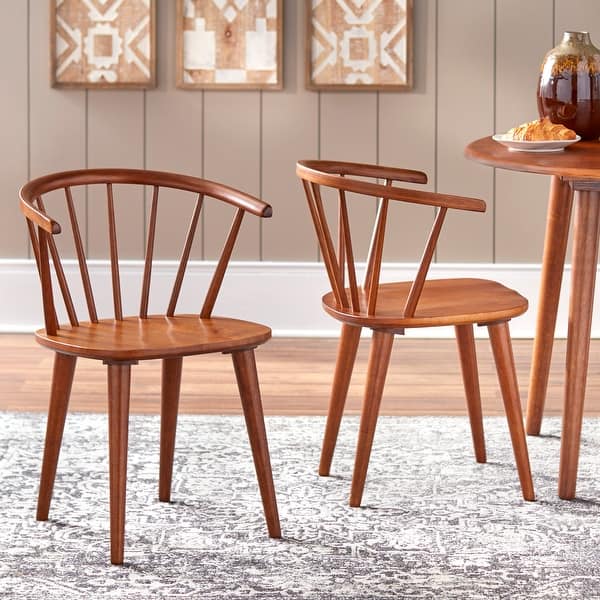 slide 1 of 18, Simple Living Florence Modern Farmhouse Rubberwood Dining Chairs (Set of 2) Walnut