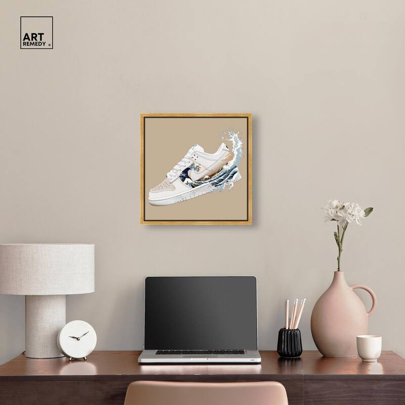 Great Wave Sneaker Splash Canvas by Art Remedy