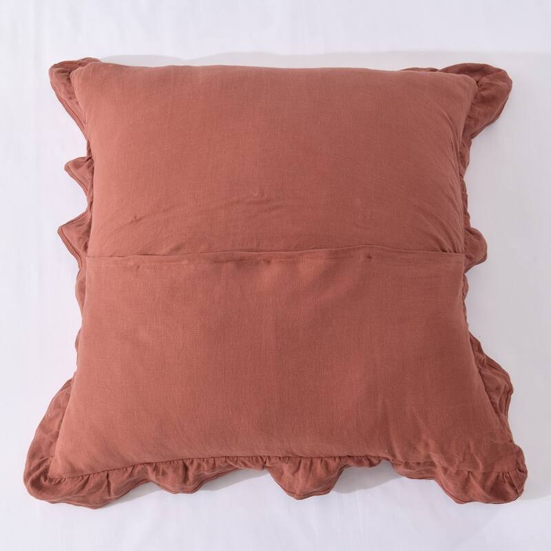 WHOLINENS Washed French Linen Euro Pillow Shams 26x26 Inches