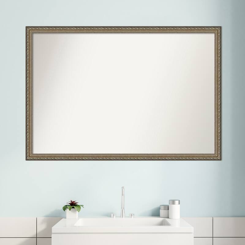 Non-Beveled Wood Bathroom Wall Mirror - Parisian Silver Frame