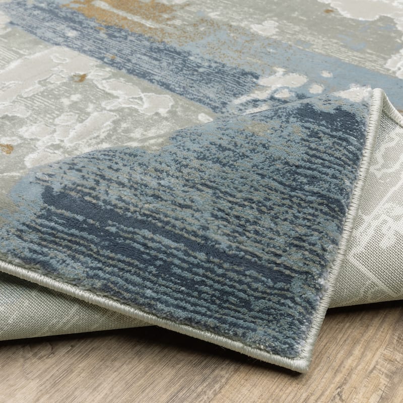 Style Haven Emery Contemporary Abstract Grey/ Blue Mixed-Pile Area Rug