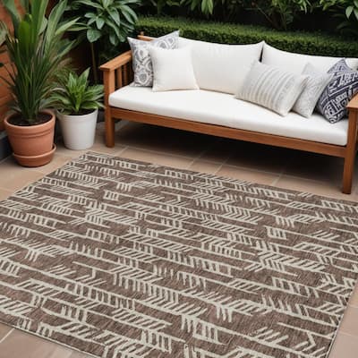 HomeRoots Tribal Transitional Rectangle Outdoor Rug