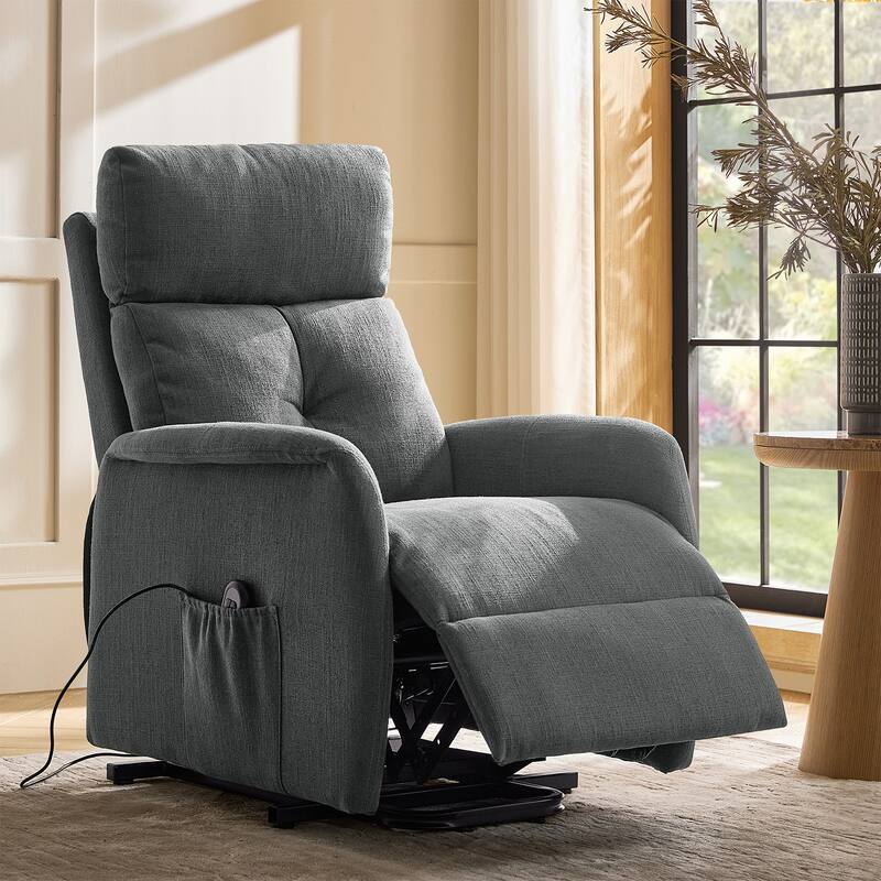 Elisa Mid-century Modern Power Remote Lift Assist Recliner with Metal Base