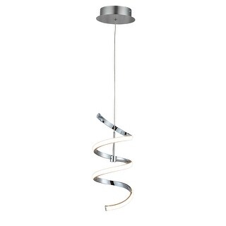1 Light LED Array Spiral Pendant Light in Chrome Finish - Chrome Finish ...
